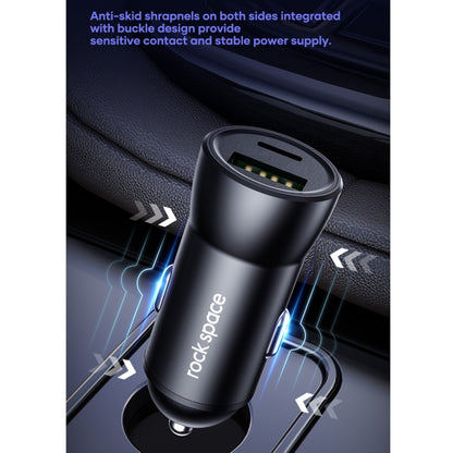 ROCK Space H12 PD 20W Type-C / USB-C + USB Fast Charging Car Charger(Black) - In Car by ROCK | Online Shopping UK | buy2fix