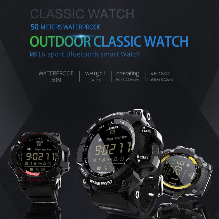 Lokmat MK16 LCD Screen 50m Waterproof Smart Watch, Support Information Reminder / Remote Camera / Walking Motion Monitor(Black) - Smart Wear by Lokmat | Online Shopping UK | buy2fix