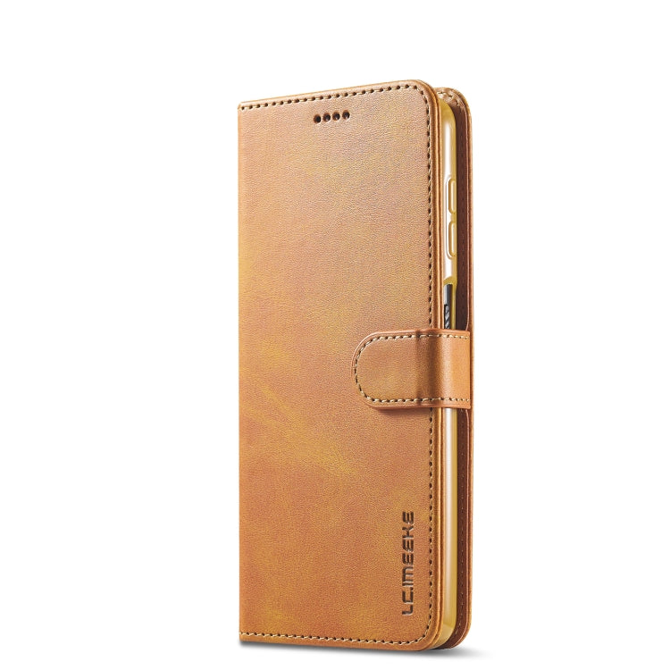 For Samsung Galaxy A12 LC.IMEEKE Calf Texture Horizontal Flip Leather Case, with Holder & Card Slots & Wallet & Photo Frame(Brown) - Galaxy Phone Cases by LC.IMEEKE | Online Shopping UK | buy2fix