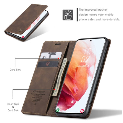 For Samsung Galaxy S21 5G CaseMe 013 Multifunctional Horizontal Flip Leather Case with Holder & Card Slot & Wallet(Coffee) - Galaxy S21 5G Cases by CaseMe | Online Shopping UK | buy2fix