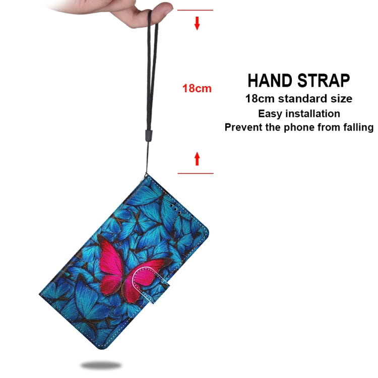 For Xiaomi Redmi 9A Coloured Drawing Cross Texture Horizontal Flip PU Leather Case with Holder & Card Slots & Wallet & Lanyard(Blue Red Butterfly) - Xiaomi Cases by buy2fix | Online Shopping UK | buy2fix