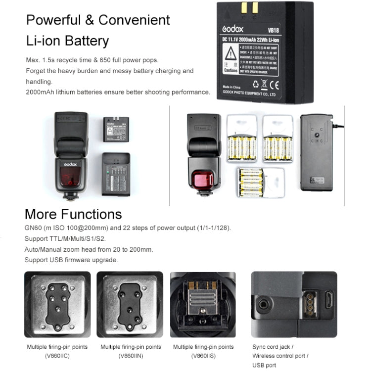 Godox V860IIC 2.4GHz Wireless 1/8000s HSS Flash Speedlite Camera Top Fill Light for Canon Cameras(Black) - Shoe Mount Flashes by Godox | Online Shopping UK | buy2fix