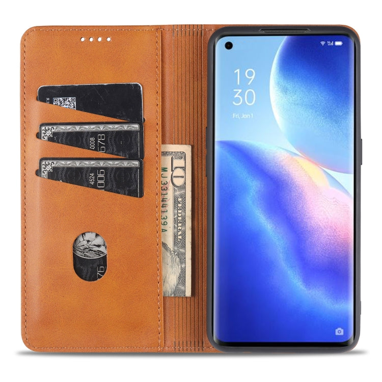 For Oppo Reno5 5G AZNS Magnetic Calf Texture Horizontal Flip Leather Case with Card Slots & Holder & Wallet(Dark Green) - OPPO Cases by AZNS | Online Shopping UK | buy2fix