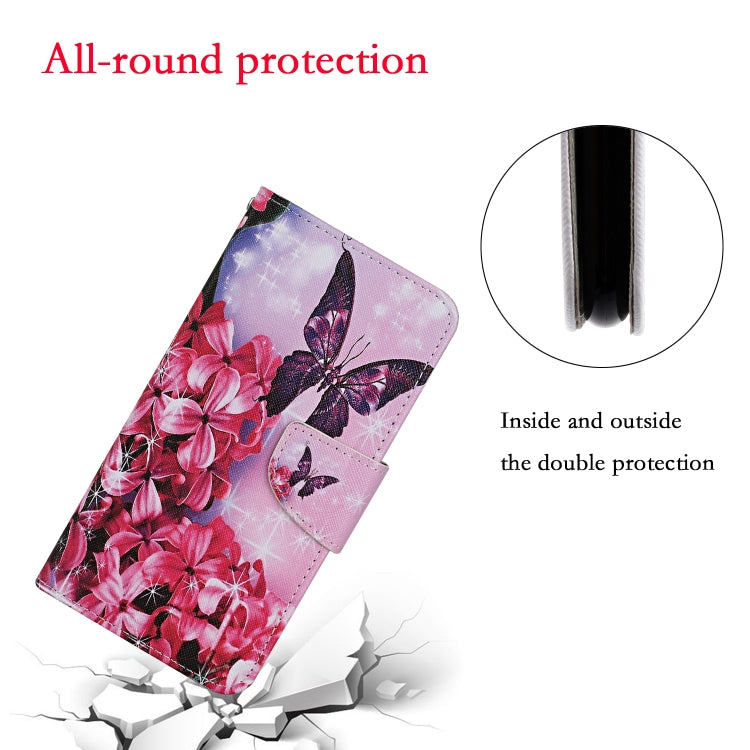 For Samsung Galaxy A02s(EU Edition) Colored Drawing Pattern Horizontal Flip Leather Case with Holder & Card Slots & Wallet & Lanyard(Red Flower Butterfly) - Galaxy Phone Cases by ViLi | Online Shopping UK | buy2fix