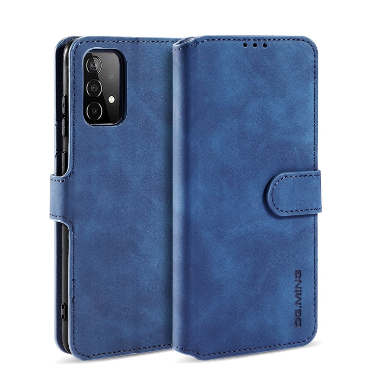 For samsung Galaxy A52 5G / 4G DG.MING Retro Oil Side Horizontal Flip Leather Case with Holder & Card Slots & Wallet(Blue) - Galaxy Phone Cases by DG.MING | Online Shopping UK | buy2fix