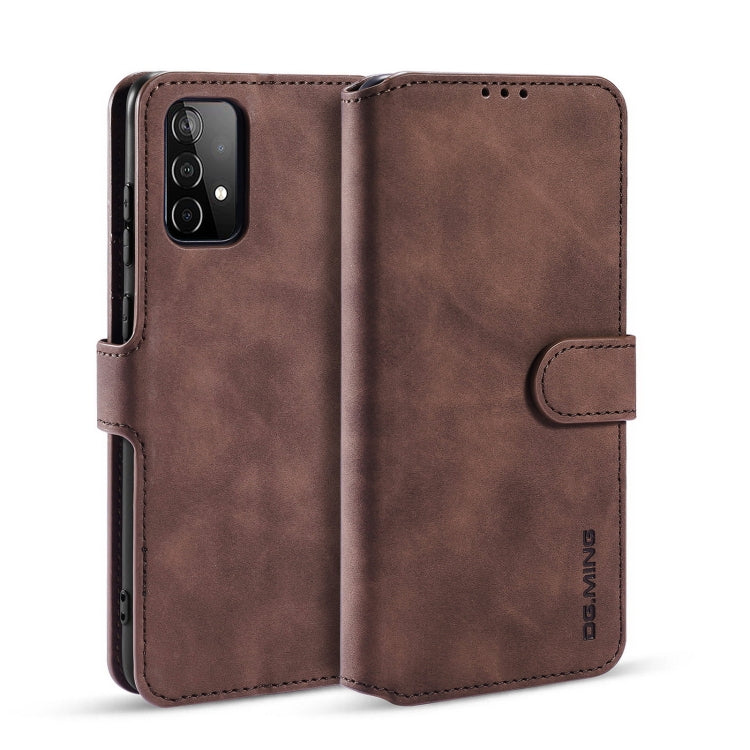 For samsung Galaxy A52 5G / 4G DG.MING Retro Oil Side Horizontal Flip Leather Case with Holder & Card Slots & Wallet(coffee) - Galaxy Phone Cases by DG.MING | Online Shopping UK | buy2fix