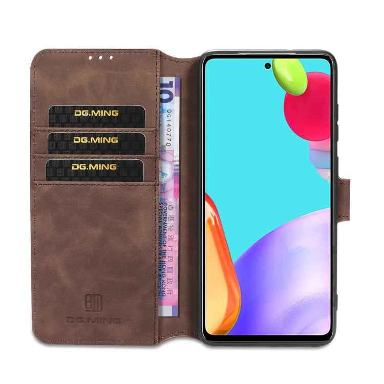 For samsung Galaxy A52 5G / 4G DG.MING Retro Oil Side Horizontal Flip Leather Case with Holder & Card Slots & Wallet(coffee) - Galaxy Phone Cases by DG.MING | Online Shopping UK | buy2fix