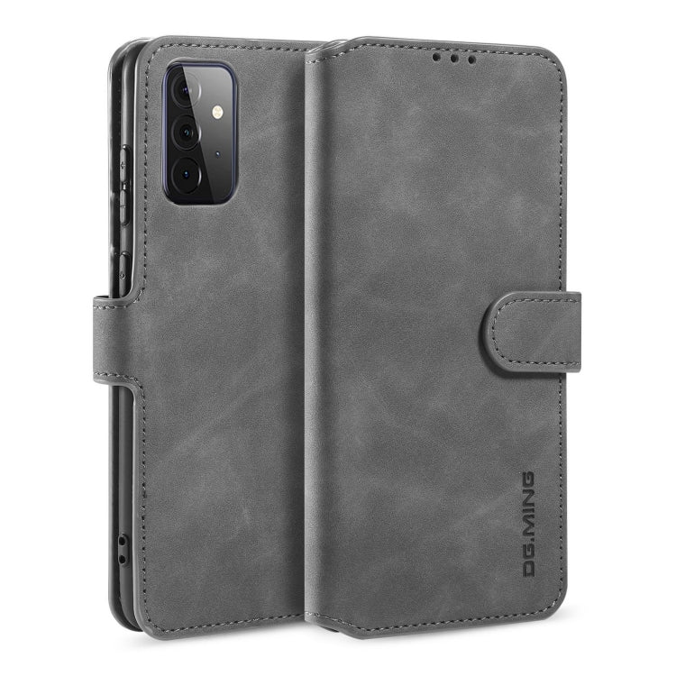 For samsung Galaxy A72 5G / 4G DG.MING Retro Oil Side Horizontal Flip Leather Case with Holder & Card Slots & Wallet(Grey) - Galaxy Phone Cases by DG.MING | Online Shopping UK | buy2fix