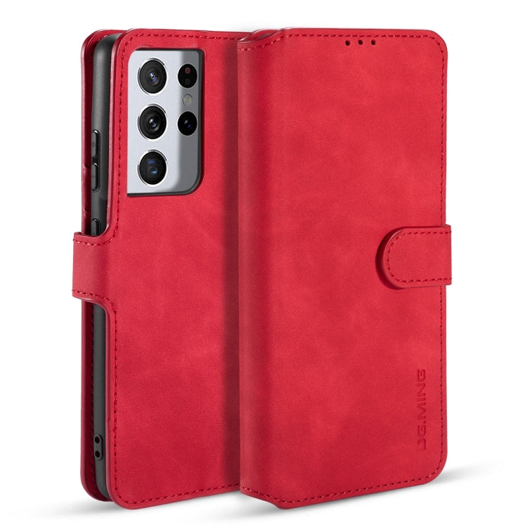 For Samsung Galaxy S21 Ultra 5G DG.MING Retro Oil Side Horizontal Flip Case with Holder & Card Slots & Wallet(Red) - Galaxy S21 5G Cases by DG.MING | Online Shopping UK | buy2fix