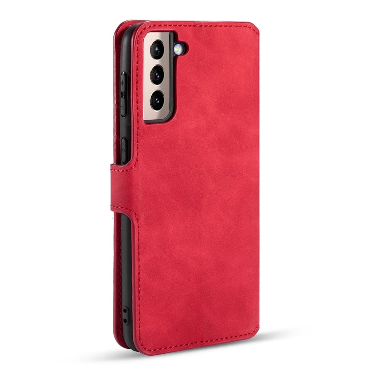 For Samsung Galaxy S21 5G DG.MING Retro Oil Side Horizontal Flip Case with Holder & Card Slots & Wallet(Red) - Galaxy S21 5G Cases by DG.MING | Online Shopping UK | buy2fix