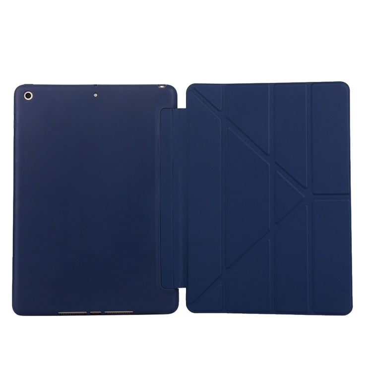 For iPad 10.2 2021 / 2020 / 2019 TPU Horizontal Deformation Flip Leather Case with Holder(Blue) - iPad 10.2 Cases by buy2fix | Online Shopping UK | buy2fix