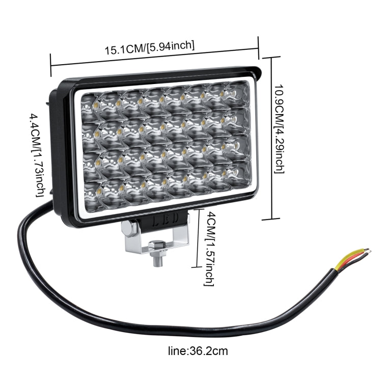 WUPP CS-1242A1 Car 4 inch Square 32LEDs Highlight Work Light Modified Front Bumper Lamp Spotlight - In Car by WUPP | Online Shopping UK | buy2fix