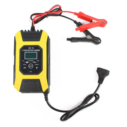 FOXSUR Car / Motorcycle Repair Charger 12V 7A 7-stage + Multi-battery Mode Lead-acid Battery Charger, Plug Type:UK Plug(Yellow) - In Car by FOXSUR | Online Shopping UK | buy2fix