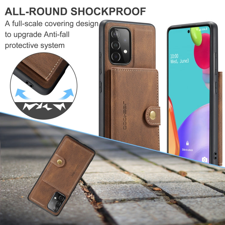 For Samsung Galaxy A52 5G / 4G JEEHOOD Retro Magnetic Detachable Protective Case with Wallet & Card Slot & Holder(Brown) - Galaxy Phone Cases by JEEHOOD | Online Shopping UK | buy2fix