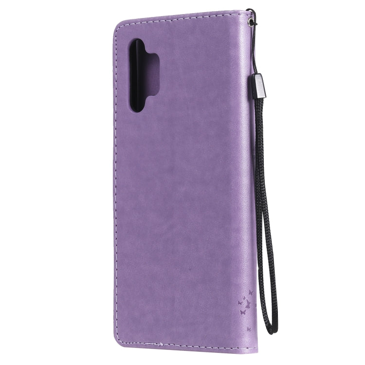 For Samsung Galaxy A32 5G Tree & Cat Pattern Pressed Printing Horizontal Flip PU Leather Case with Holder & Card Slots & Wallet & Lanyard(Lavender) - Galaxy Phone Cases by imak | Online Shopping UK | buy2fix