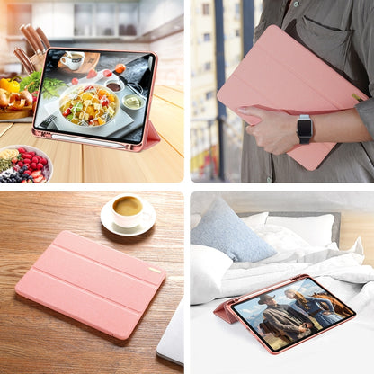 For iPad Pro 11 2022 / 2021 / 2020 DUX DUCIS Domo Series Horizontal Flip Magnetic TPU + PU Leather Tablet Case with Three-folding Holder & Pen Slot & Sleep / Wake-up Function(Pink) - iPad Pro 11 (2022/2021) Cases by DUX DUCIS | Online Shopping UK | buy2fix