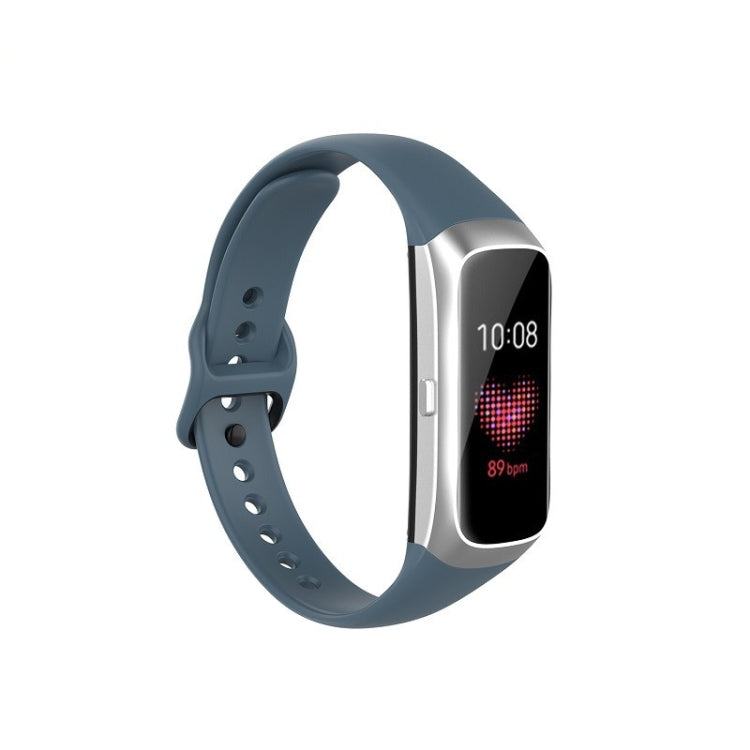 For Samsung Galaxy Fit SM-R370 Silicone Steel Shrapnel Black Buckle Watch Band(Smoke Cyan) - Smart Wear by buy2fix | Online Shopping UK | buy2fix