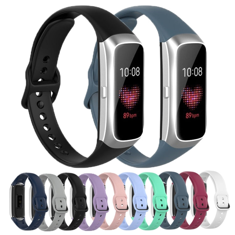 For Samsung Galaxy Fit SM-R370 Silicone Steel Shrapnel Black Buckle Watch Band(White) - Smart Wear by buy2fix | Online Shopping UK | buy2fix