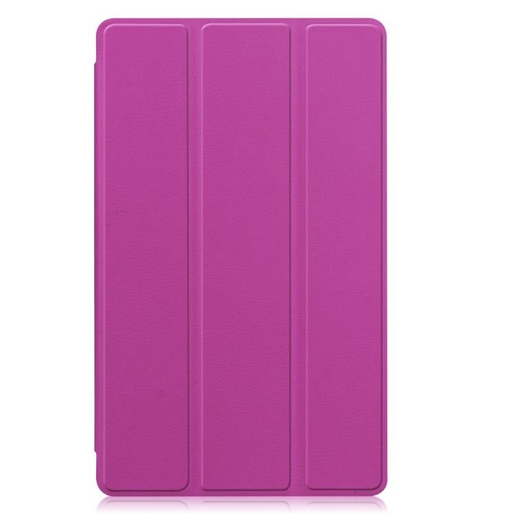 For Samsung Galaxy Tab A7 Lite T225 Custer Pattern Pure Color Horizontal Flip Leather Case with Three-folding Holder(Purple) - Samsung Accessories by buy2fix | Online Shopping UK | buy2fix