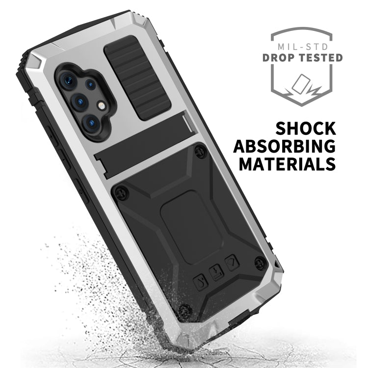 For Samsung Galaxy A32 4G R-JUST Waterproof Shockproof Dustproof Metal + Silicone Protective Case with Holder(Silver) - Galaxy Phone Cases by R-JUST | Online Shopping UK | buy2fix