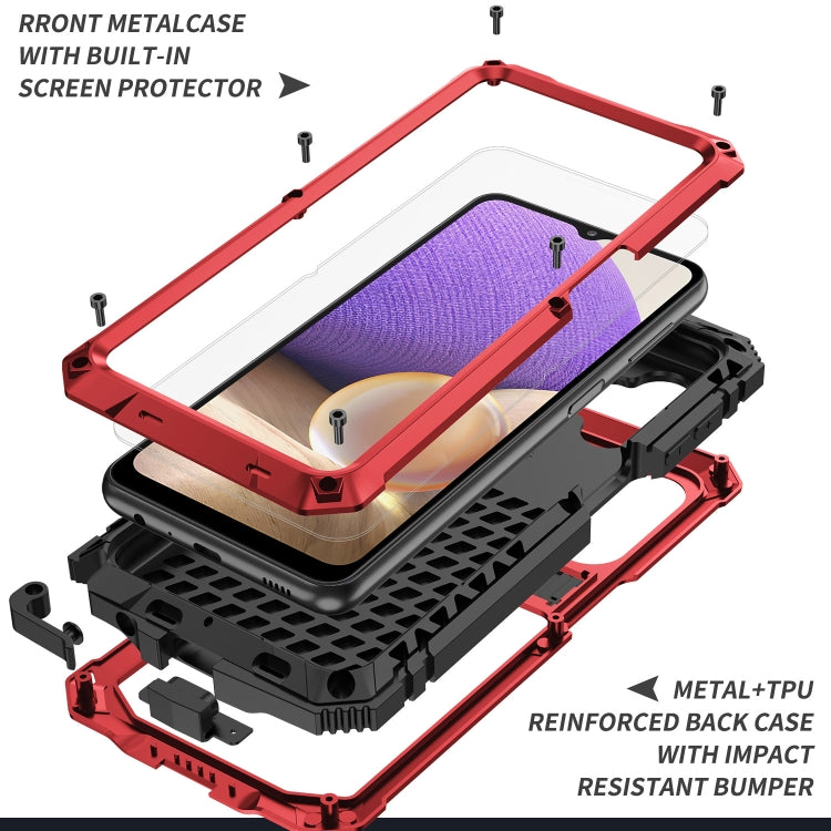 For Samsung Galaxy A32 5G / M32 5G R-JUST Waterproof Shockproof Dustproof Metal + Silicone Protective Case with Holder(Red) - Galaxy Phone Cases by R-JUST | Online Shopping UK | buy2fix