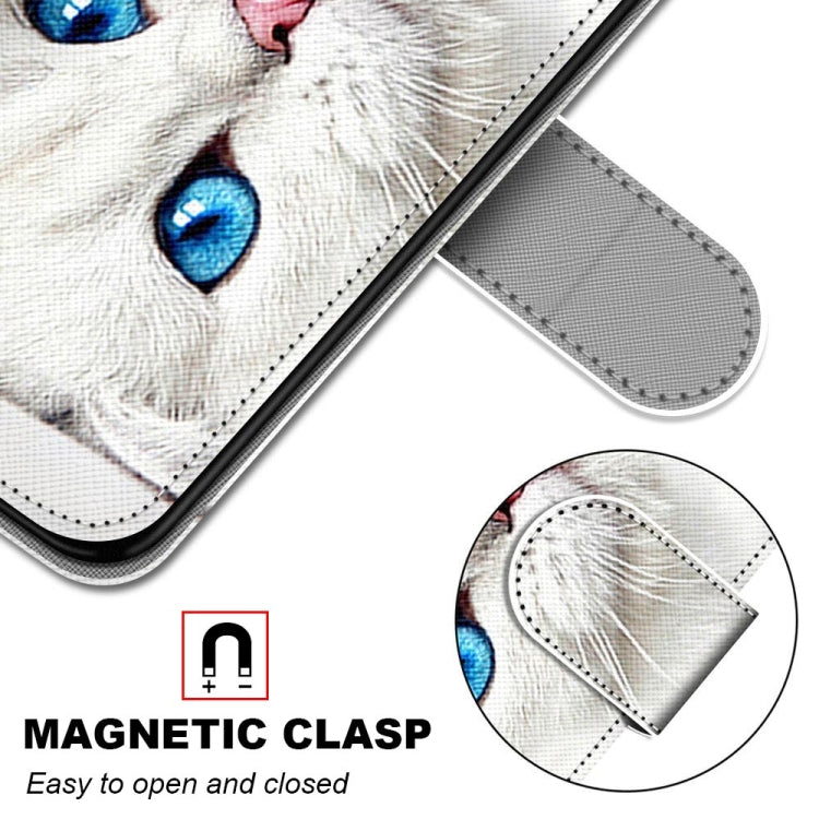 For Xiaomi Redmi Note 10 5G Coloured Drawing Cross Texture Horizontal Flip PU Leather Case with Holder & Card Slots & Wallet & Lanyard(White Kitten) - Xiaomi Cases by buy2fix | Online Shopping UK | buy2fix