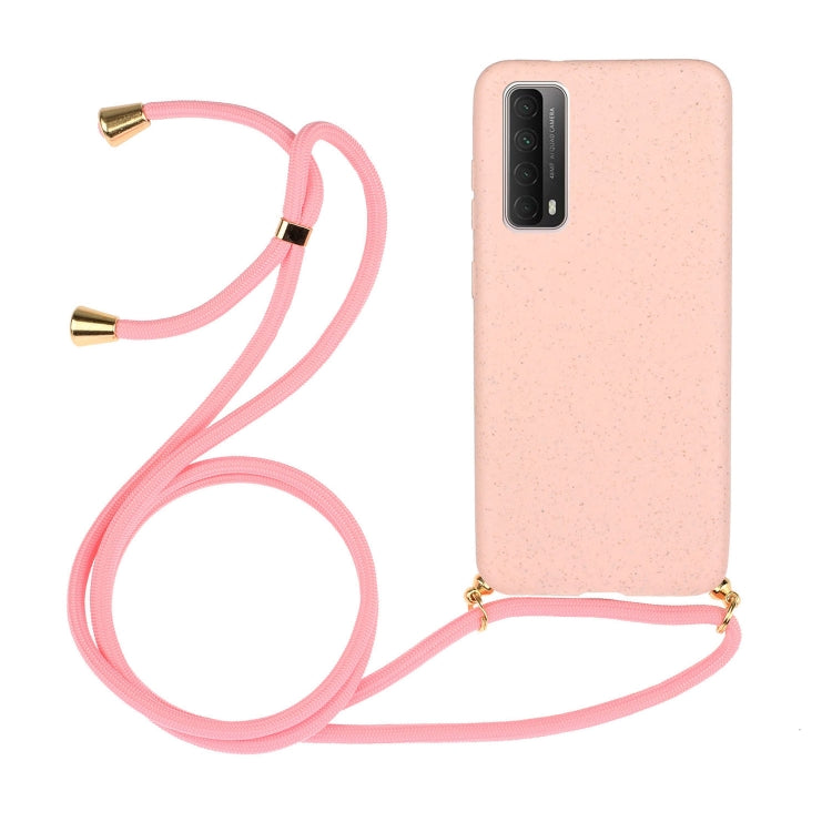 For Huawei P smart 2021 Wheat Straw Material + TPU Protective Case with Lanyard(Pink) - Huawei Cases by AutSpace | Online Shopping UK | buy2fix