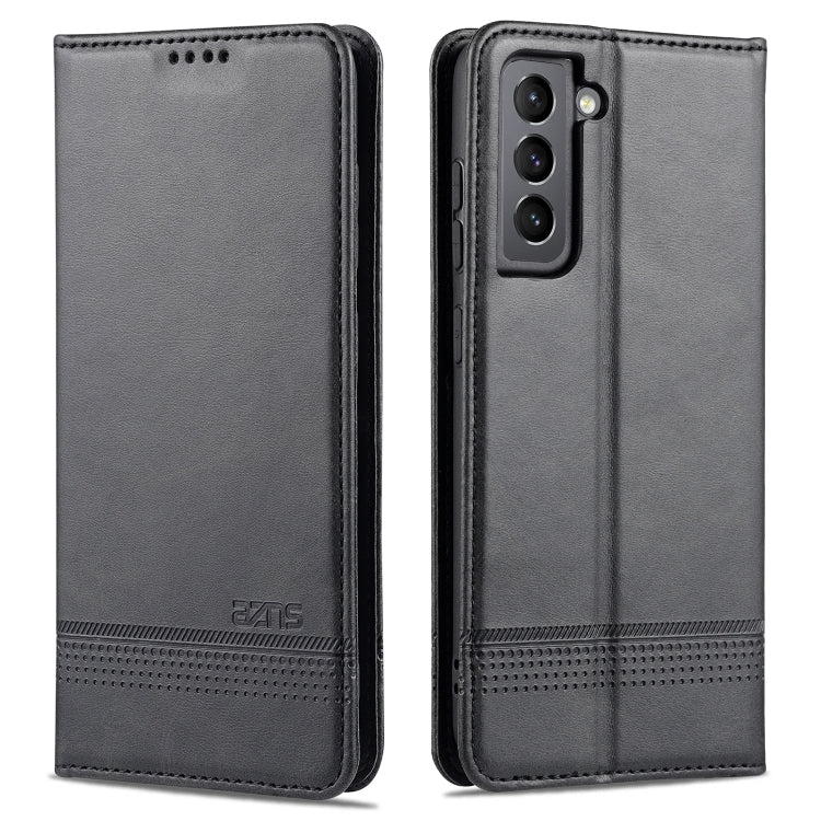 For Samsung Galaxy S21 FE AZNS Magnetic Calf Texture Horizontal Flip Leather Case with Card Slots & Holder & Wallet(Black) - Galaxy Phone Cases by AZNS | Online Shopping UK | buy2fix