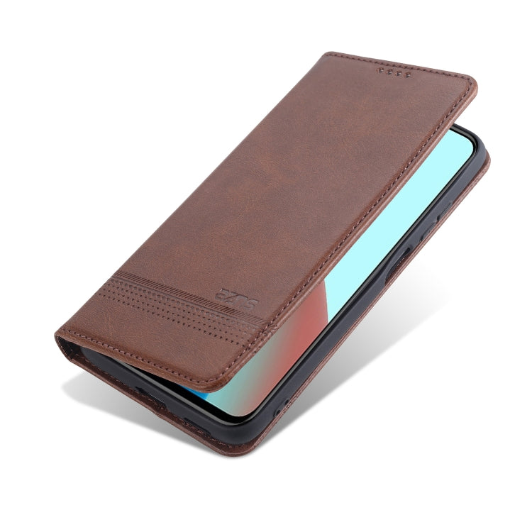 For Xiaomi Mi 11 Lite AZNS Magnetic Calf Texture Horizontal Flip Leather Case with Card Slots & Holder & Wallet(Dark Brown) - Xiaomi Cases by AZNS | Online Shopping UK | buy2fix