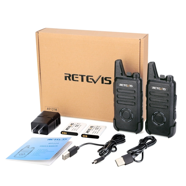 1 Pair RETEVIS RT22S US Frequency 22CHS FRS License-free Two Way Radio Handheld Walkie Talkie, US Plug(Black) - Handheld Walkie Talkie by RETEVIS | Online Shopping UK | buy2fix