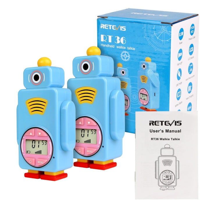 1 Pair RETEVIS RT36 US Frequency 462.5625-467.7125MHz 14CHS Children Handheld Walkie Talkie, US Plug(Sky Blue) - Children by RETEVIS | Online Shopping UK | buy2fix