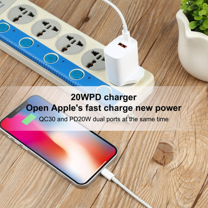 E087 20W USB-C / Type-C + USB Ports Charger with 100W Type-C to 8 Pin Fast Charging Cable 2m, UK Plug - USB Charger by buy2fix | Online Shopping UK | buy2fix