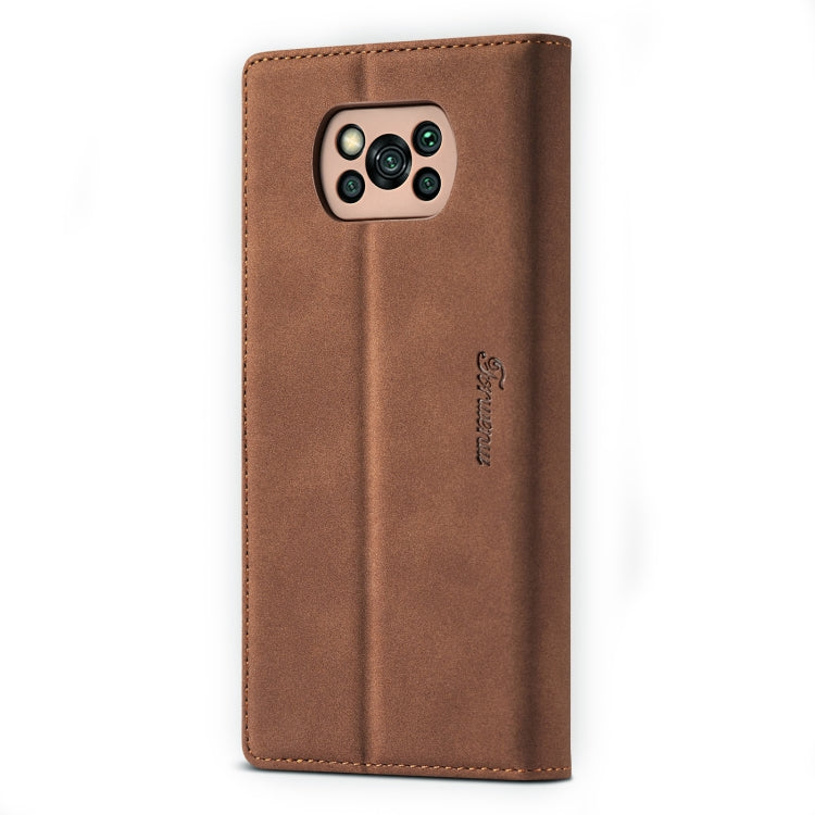 For Xiaomi Poco X3 / X3 NFC / X3 Pro Forwenw F1 Series Matte Strong Magnetism Horizontal Flip Leather Case with Holder & Card Slots & Wallet & Photo Frame(Brown) - Xiaomi Cases by Forwenw | Online Shopping UK | buy2fix