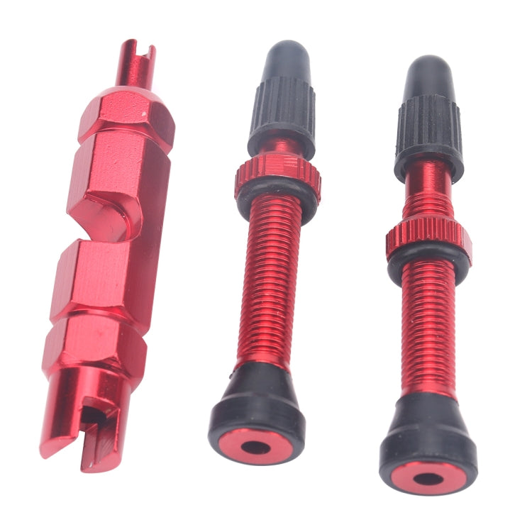 A5592 2 PCS 40mm Red French Tubeless Valve Core with Red Disassembly Tool for Road Bike - Outdoor & Sports by buy2fix | Online Shopping UK | buy2fix