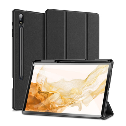 For Samsung Galaxy Tab S8+ / Tab S8 Plus /  Tab S7 FE / Tab S7+ DUX DUCIS Domo Series Horizontal Flip Magnetic PU Leather Case with Three-folding Holder & Wake-up / Sleep Function(Black) - Galaxy Tab S8+ Cases by DUX DUCIS | Online Shopping UK | buy2fix