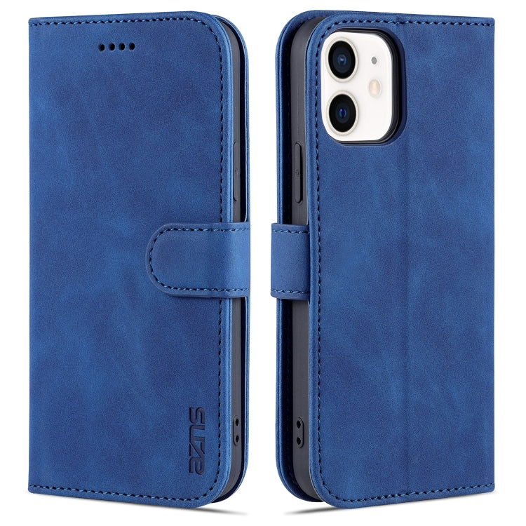 For iPhone 12 mini AZNS Skin Feel Calf Texture Horizontal Flip Leather Case with Card Slots & Holder & Wallet(Blue) - iPhone 12 mini Cases by AZNS | Online Shopping UK | buy2fix