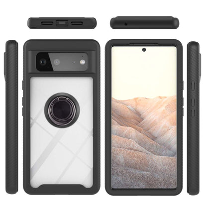 For Google Pixel 6 Starry Sky Solid Color Series Shockproof PC + TPU Protective Case with Ring Holder & Magnetic Function(Black) - Google Cases by buy2fix | Online Shopping UK | buy2fix