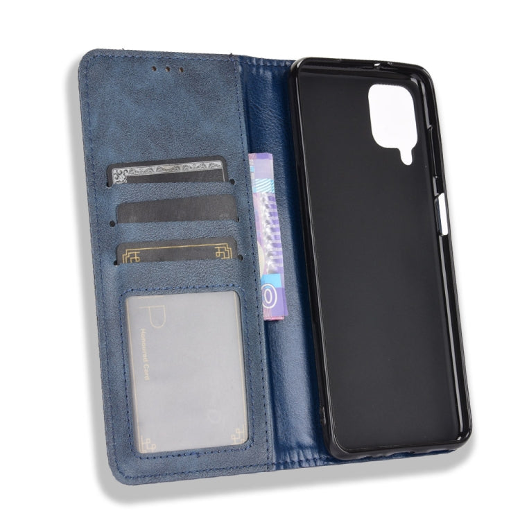 For Samsung Galaxy M32 Magnetic Buckle Retro Crazy Horse Texture Horizontal Flip Leather Case with Holder & Card Slots & Photo Frame(Blue) - Galaxy Phone Cases by buy2fix | Online Shopping UK | buy2fix