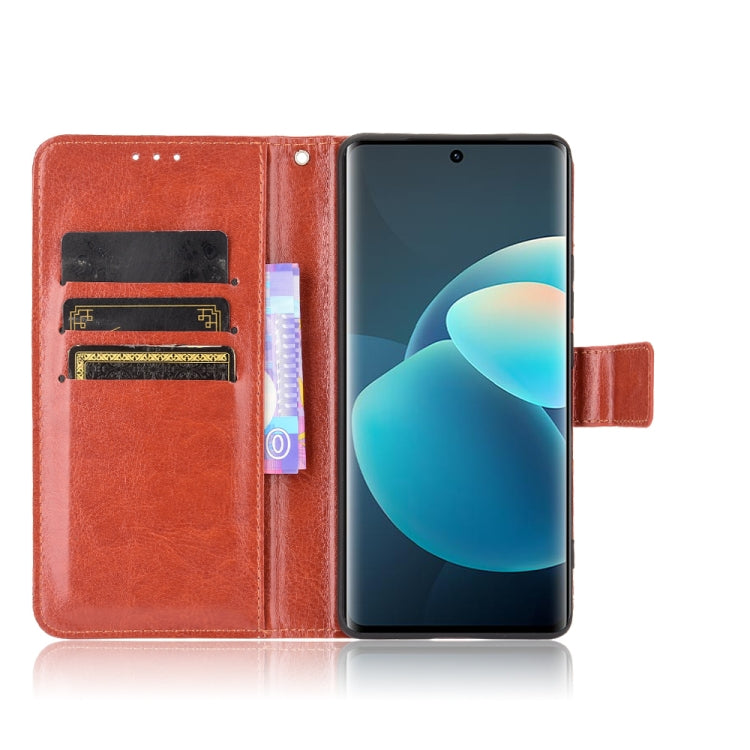 For vivo X60 Pro Overseas Version / X60 5G Curved Surface Version Crazy Horse Texture Horizontal Flip Leather Case with Holder & Card Slots & Lanyard(Brown) - OPPO Cases by buy2fix | Online Shopping UK | buy2fix