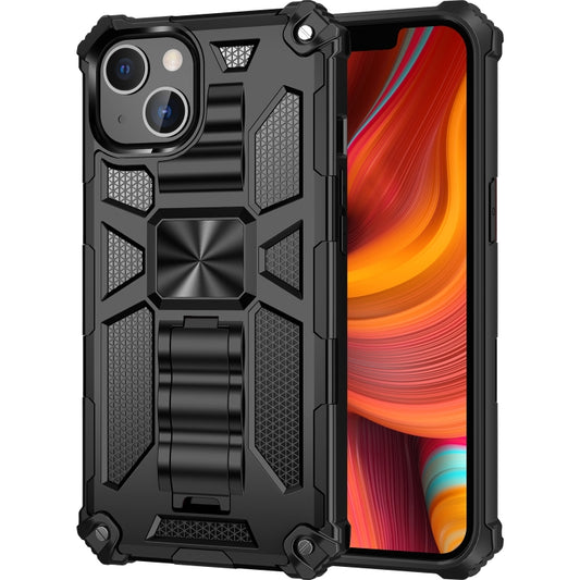 For iPhone 13 mini Armor Shockproof TPU + PC Magnetic Protective Case with Holder (Black) - iPhone 13 mini Cases by buy2fix | Online Shopping UK | buy2fix