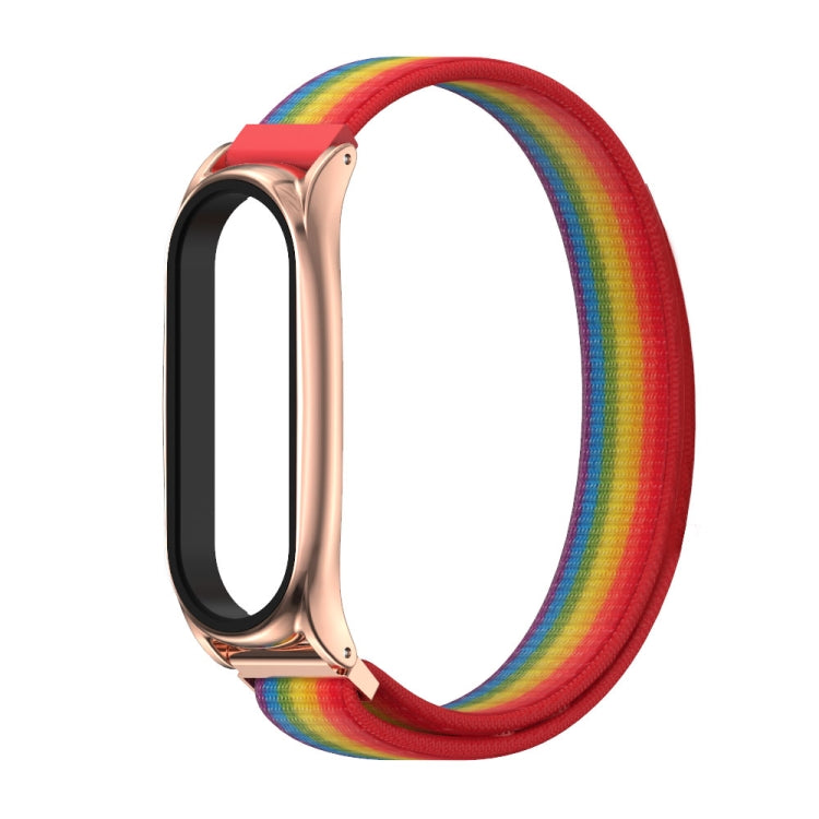 For Xiaomi Mi Band 6 / 5 / 4 / 3 Mijobs Nylon Loop Plus Watch Band Watch Band(Rainbow Rose Gold) - Watch Bands by MIJOBS | Online Shopping UK | buy2fix