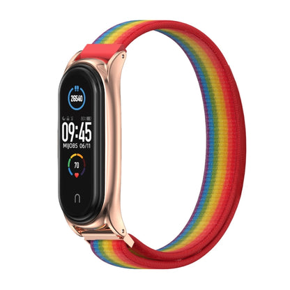 For Xiaomi Mi Band 6 / 5 / 4 / 3 Mijobs Nylon Loop Plus Watch Band Watch Band(Rainbow Rose Gold) - Watch Bands by MIJOBS | Online Shopping UK | buy2fix