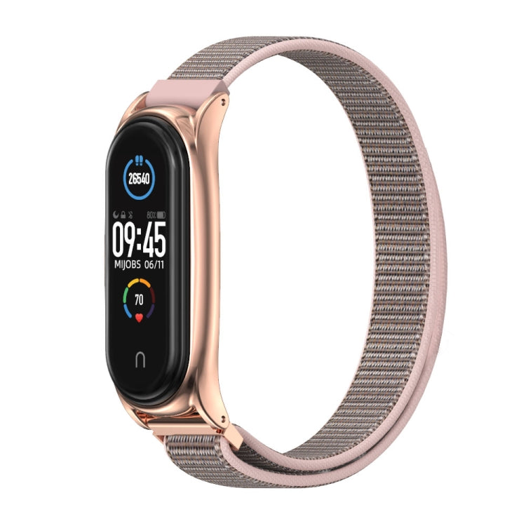 For Xiaomi Mi Band 6 / 5 / 4 / 3 Mijobs Nylon Loop Plus Watch Band Watch Band(Pink Sand Rose Gold) - Watch Bands by MIJOBS | Online Shopping UK | buy2fix