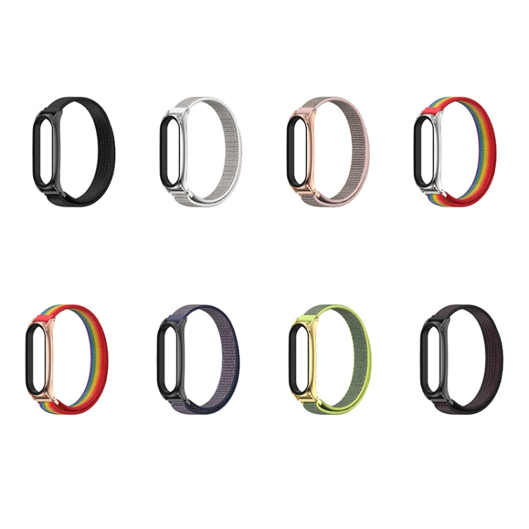 For Xiaomi Mi Band 6 / 5 / 4 / 3 Mijobs Nylon Loop Plus Watch Band Watch Band(Rainbow Rose Gold) - Watch Bands by MIJOBS | Online Shopping UK | buy2fix