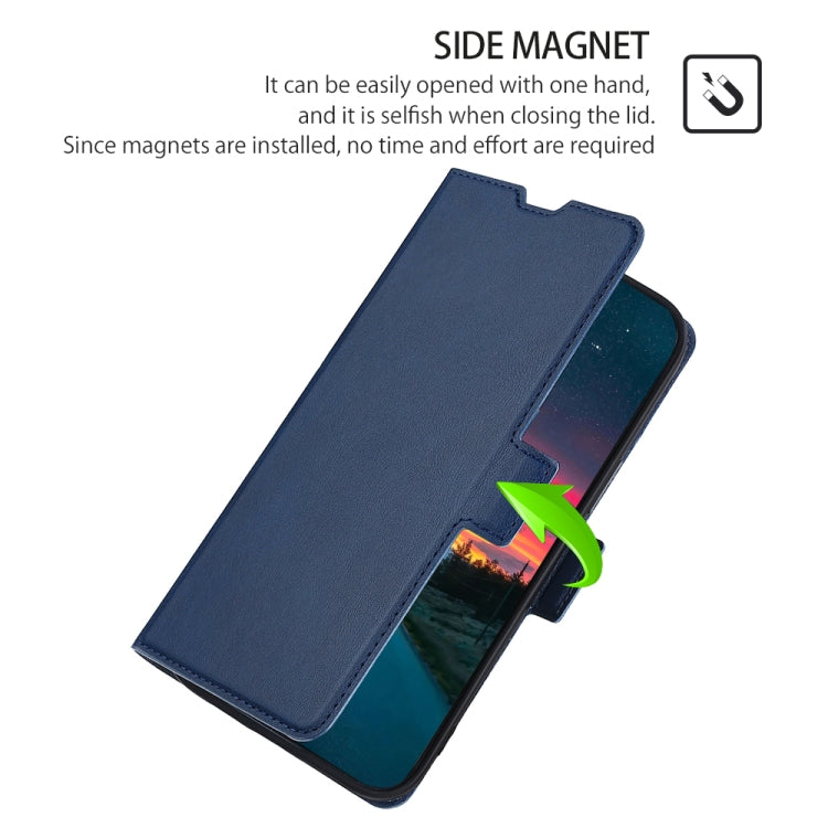 For iPhone XS Max Ultra-thin Voltage Side Buckle PU + TPU Horizontal Flip Leather Case with Holder & Card Slot(Blue) - More iPhone Cases by buy2fix | Online Shopping UK | buy2fix