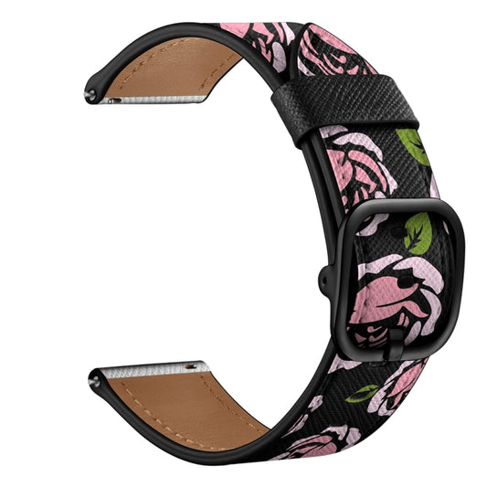 22mm For Xiaomi Haylou RT RS3 LS04 / LS05S Universal Printed Leather Watch Band(Rose) - Watch Bands by MIJOBS | Online Shopping UK | buy2fix