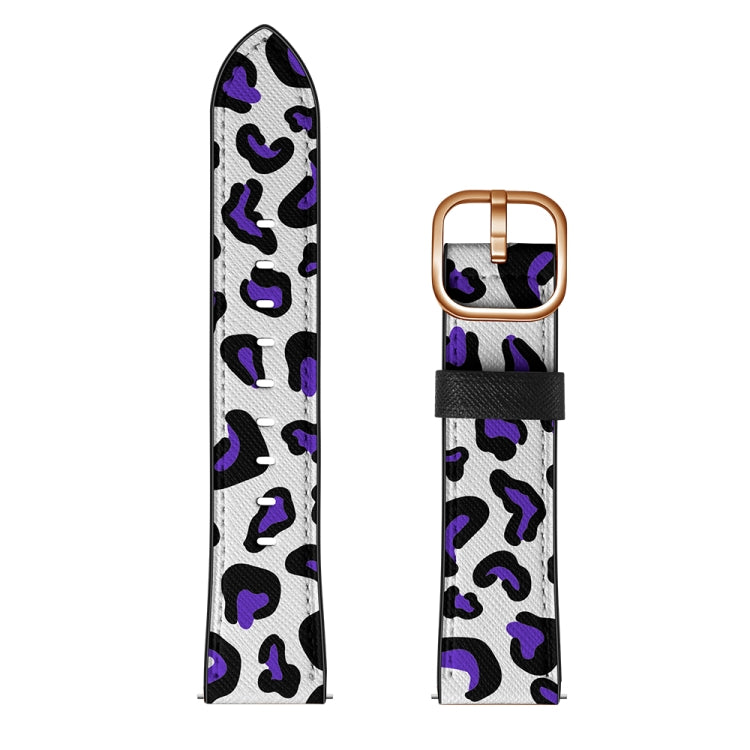 22mm For Xiaomi Haylou RT RS3 LS04 / LS05S Universal Printed Leather Watch Band(Purple Leopard) - Watch Bands by MIJOBS | Online Shopping UK | buy2fix