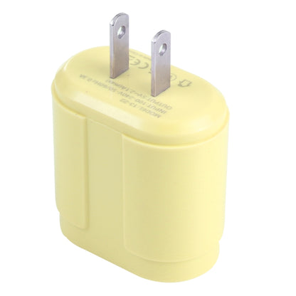 13-22 2.1A Dual USB Macarons Travel Charger, US Plug(Yellow) - Mobile Accessories by buy2fix | Online Shopping UK | buy2fix