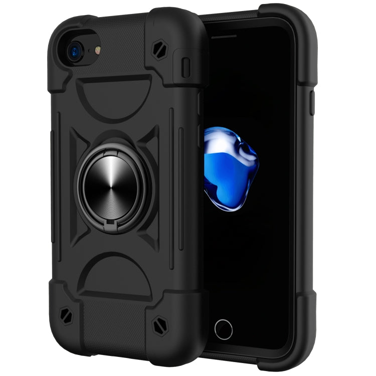 Shockproof Silicone + PC Protective Case with Dual-Ring Holder For iPhone 6/6s/7/8/SE 2022 / SE 2020(Black) - iPhone SE 2022 / 2020 / 8 / 7 Cases by buy2fix | Online Shopping UK | buy2fix