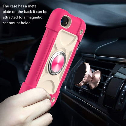 Shockproof Silicone + PC Protective Case with Dual-Ring Holder For iPhone 6/6s/7/8/SE 2022 / SE 2020(Rose Red) - iPhone SE 2022 / 2020 / 8 / 7 Cases by buy2fix | Online Shopping UK | buy2fix